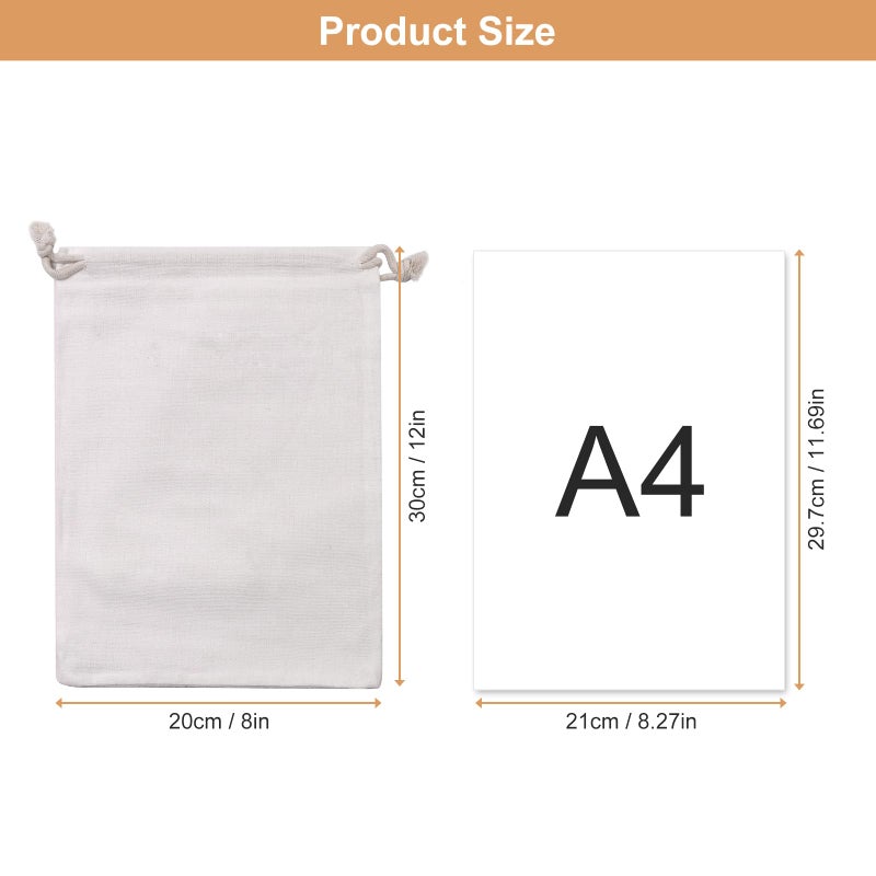 SumDirect 20Pcs Cotton Muslin Bags,White Large Lightweight Gift Bags Breathable Pouches with Drawstring Reusable Packing Storage Bags for Wedding, Party, Birthday (8x12inch) - Image 2